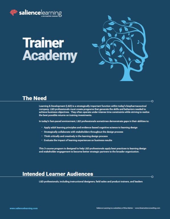 A screenshot of the page content for Trainer Academy.